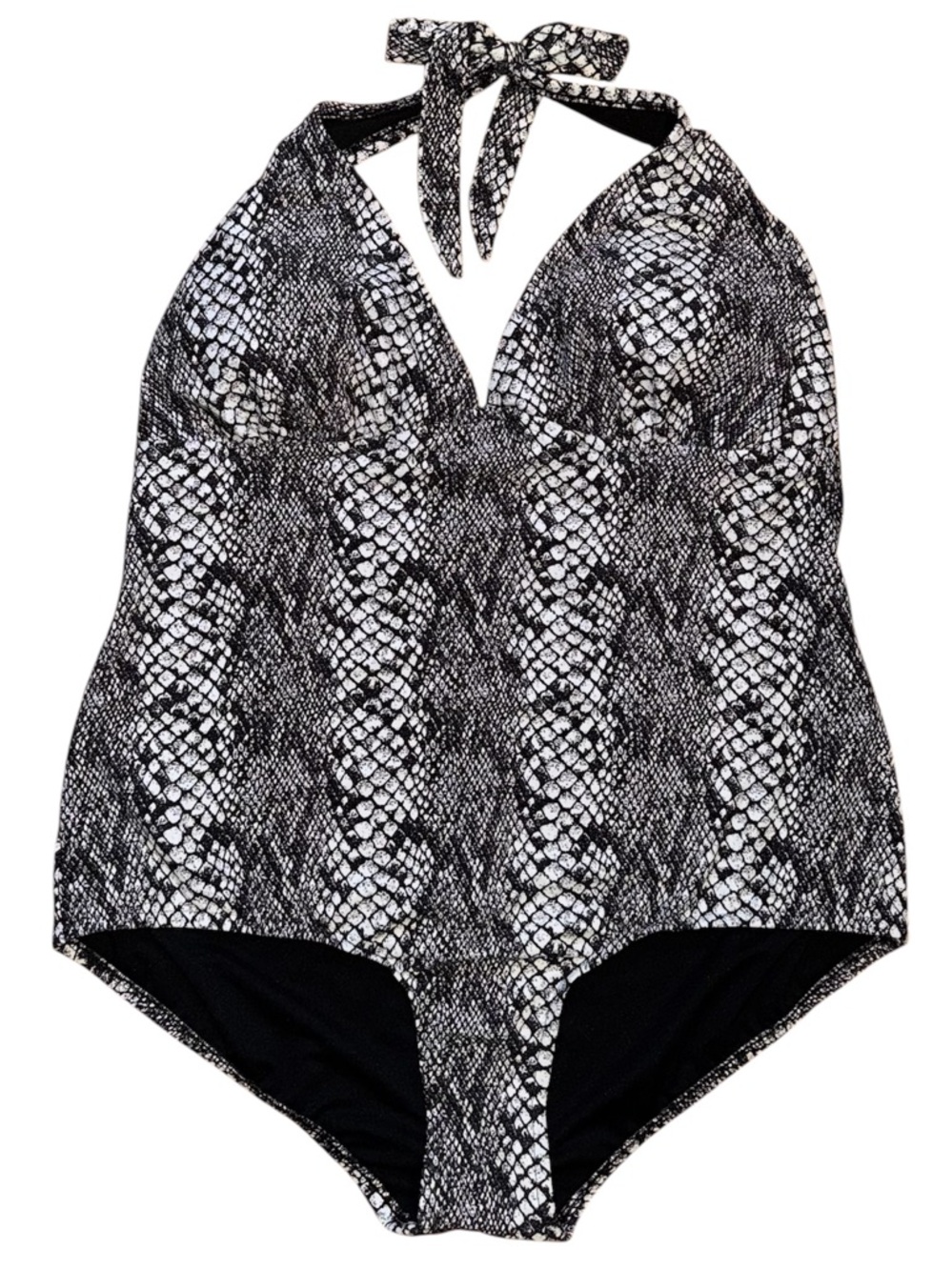 Catalina One piece Swimsuit Halter Tie Black Snake Print Women’s 2X 18-20